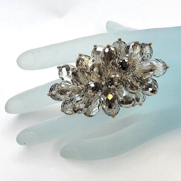 Swaroski Crystal Ring Flamboyant Unique Crystal Bicone Beaded Cluster Ring - Picture 1 of 13